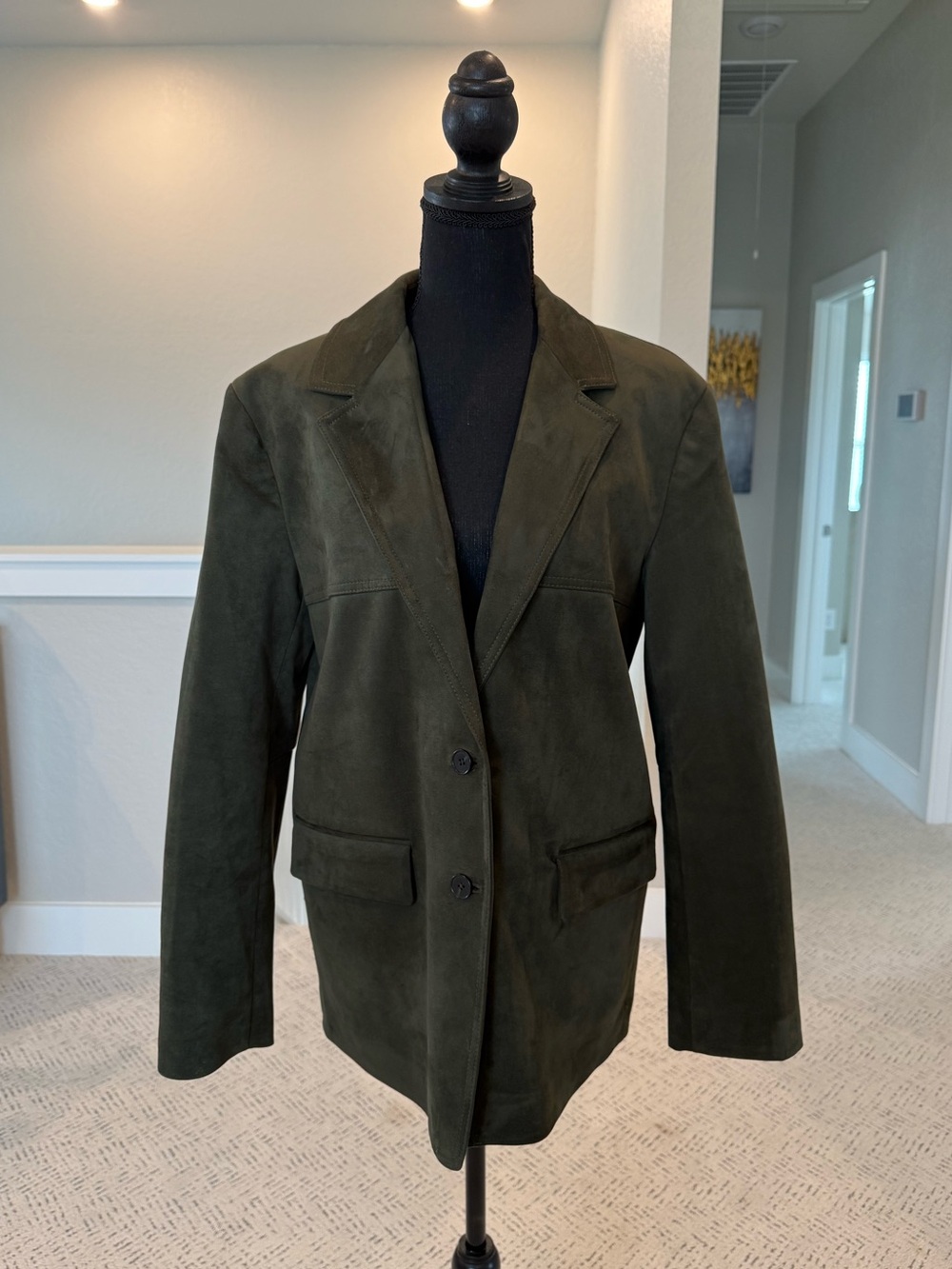 Zara Olive Green Suede Blazer Jacket